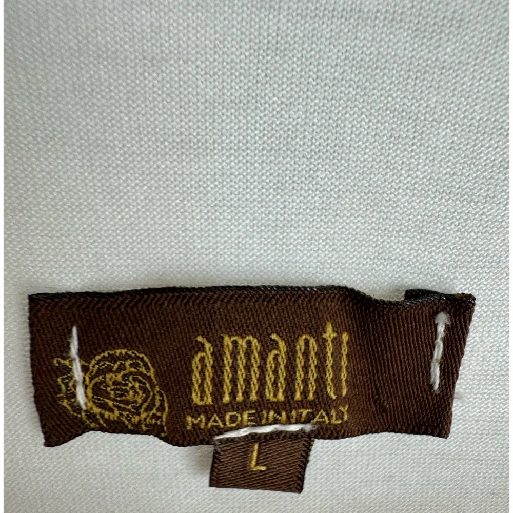 NWOT AMANTI 100% Silk Ivory white blouse large - Picture 2 of 8